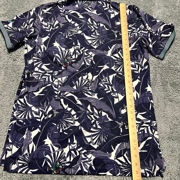 Greyson Golf Polo Shirt Mens Large Purple Lost World Abyss Tropical Butterfly - Picture 8 of 8